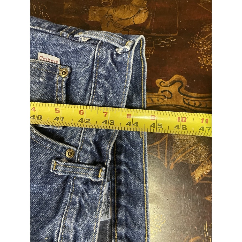 Vtg Carhartt Mens Relaxed Fit Straight Leg Flannel Lined Jean B21 Workwear 38x32 - Picture 8 of 15